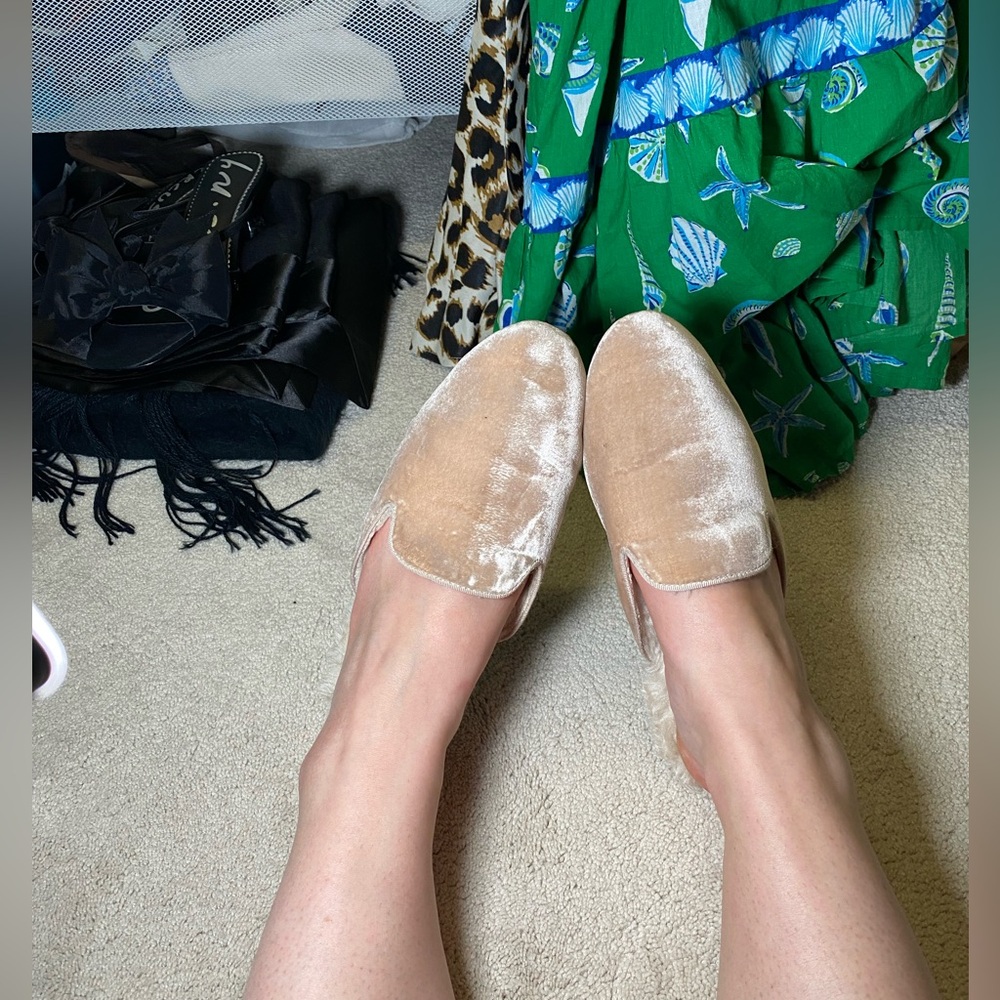Birdies Velvet Phoebe Cream Slippers / Slides Size 8.5